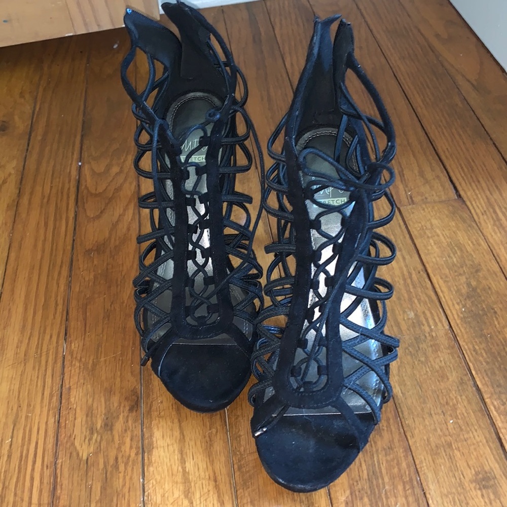 Black lace up heels